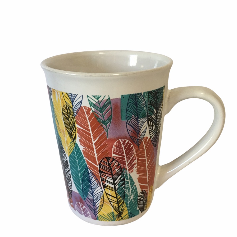 Royal Norfolk Coffee Tea Mug Cup Colorful feathers